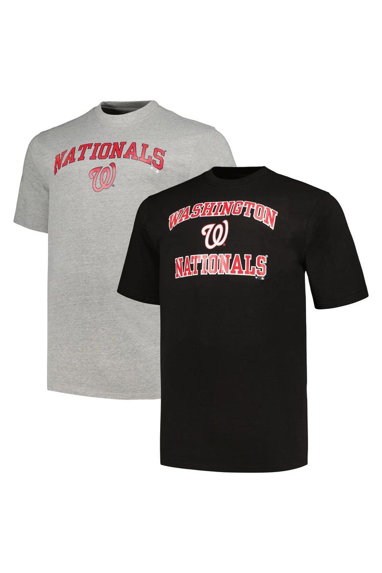 Men's Profile Black/Heather Gray Washington Nationals Big & Tall T-Shirt Combo Pack, Main, color, Black