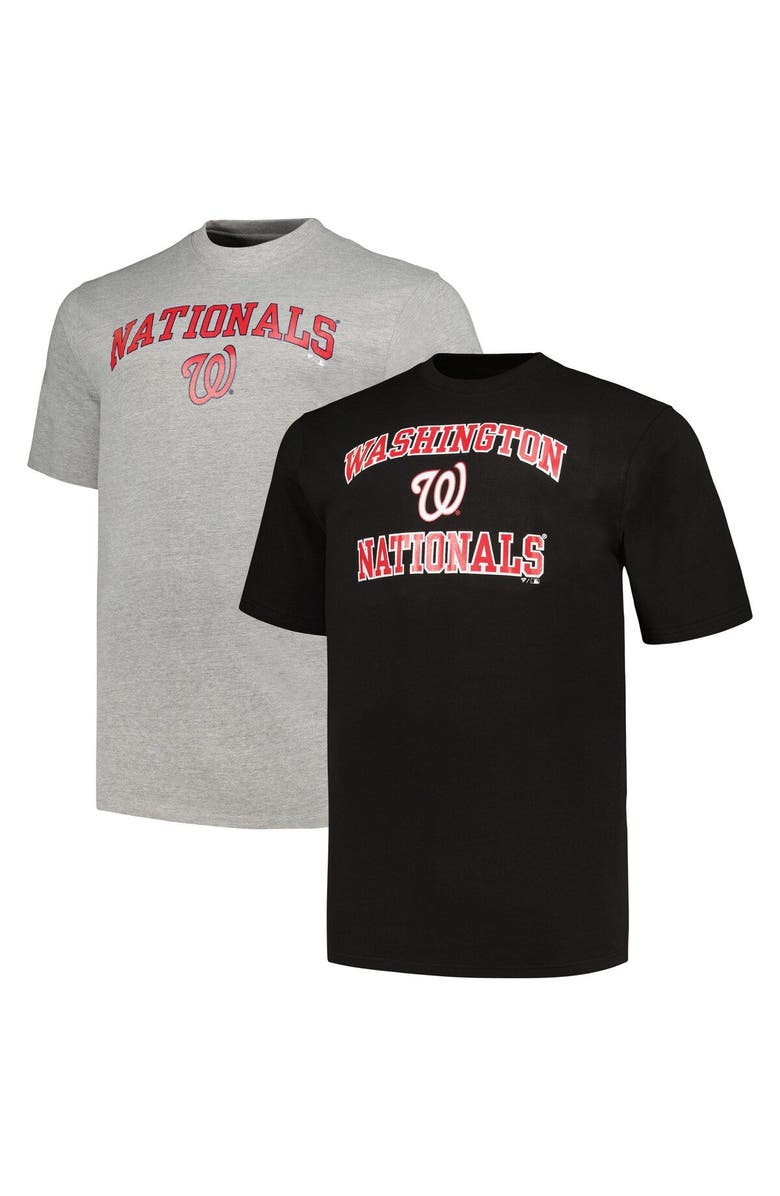 PROFILE Men's Profile Black/Heather Gray Washington Nationals Big & Tall T-Shirt Combo Pack, Main, color, Black