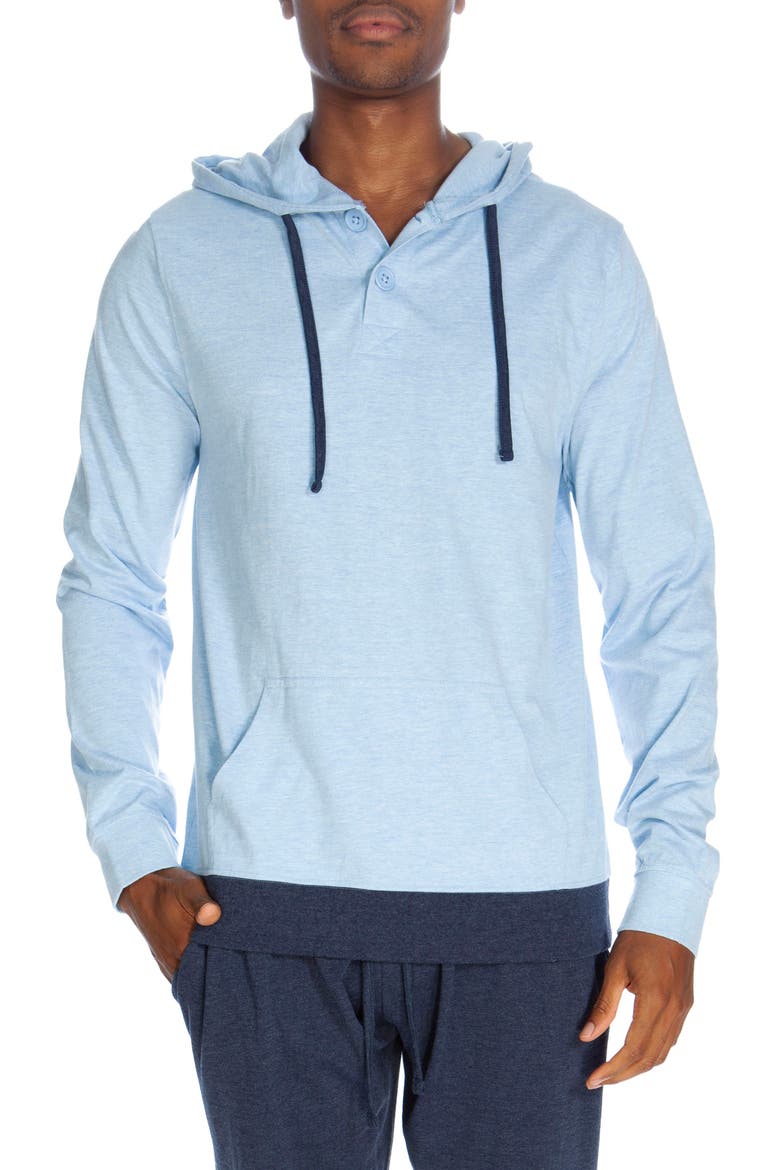 Sleep Henley Hoodie, Main, color, HEATHER LIGHT BLUE