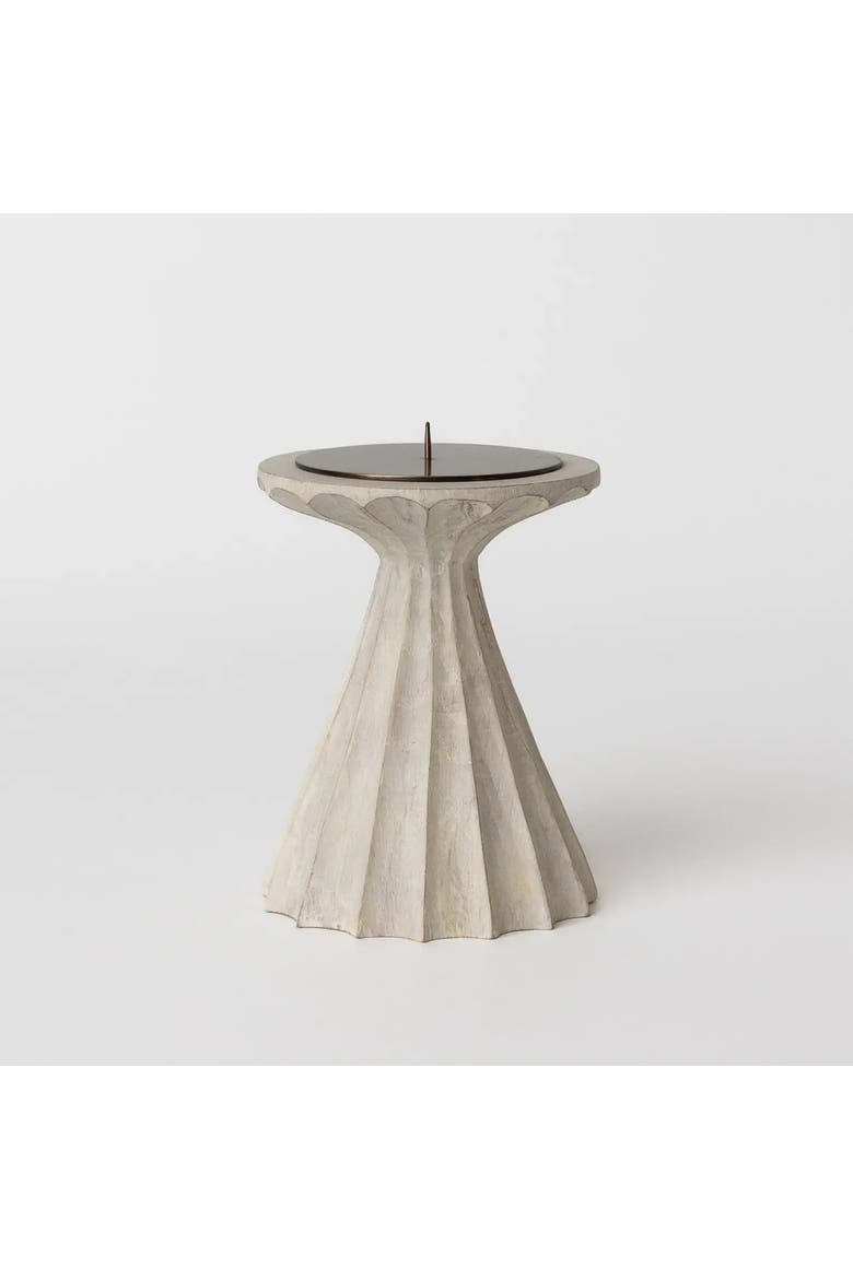 Bleached Tall Pillar Candle Holder, Main, color, Whitewash