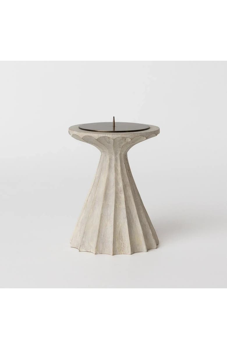House of Revelry Bleached Tall Pillar Candle Holder, Main, color, Whitewash