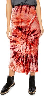 Free People Serious Swagger Tie Die Velvet Skirt