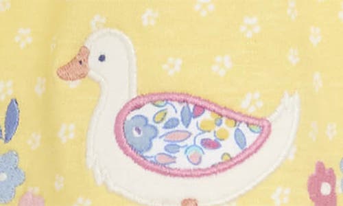 Jojo Maman Bébé Jojo Maman Bebe Floral Duck Appliqué Cotton Top & Leggings Set In Yellow