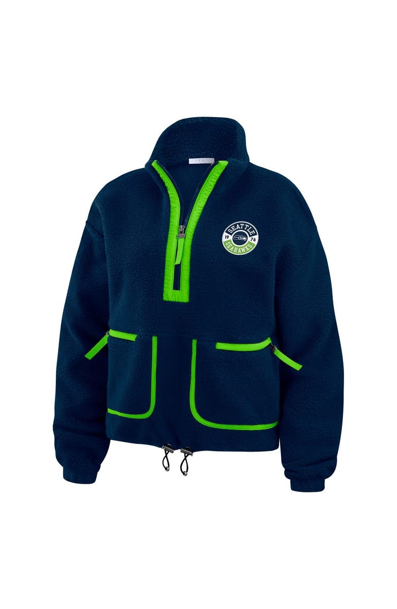 WEAR by Erin Andrews Women's WEAR by Erin Andrews College Navy Seattle Seahawks Polar Fleece Half-Zip Jacket, Alternate, color, Navy