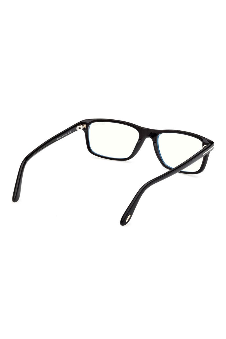 53mm Rectangular Blue Light Blocking Glasses, Alternate, color, SHINY BLACK / T LOGO