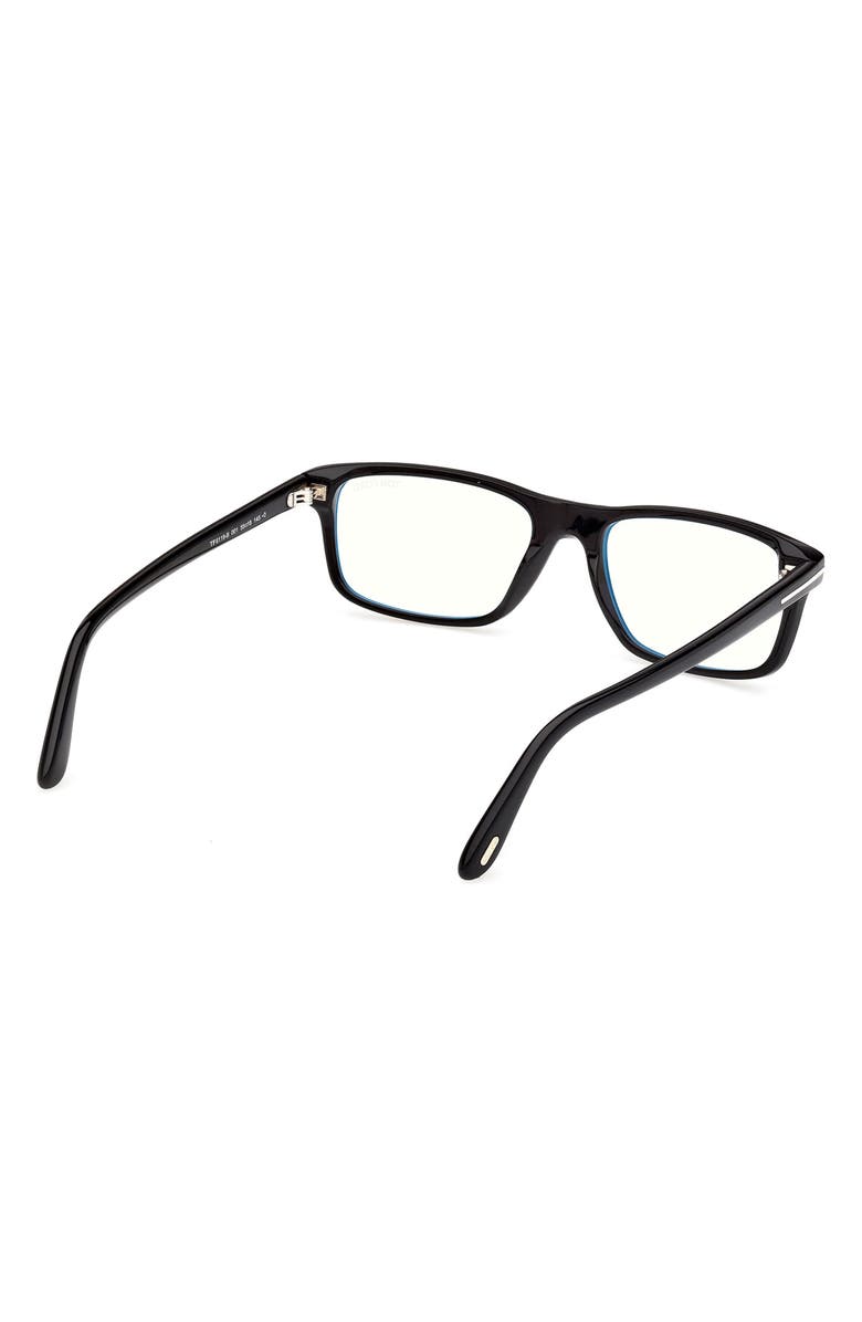 TOM FORD 55mm Rectangular Optical Glasses, Alternate, color, Shiny Black / T Logo