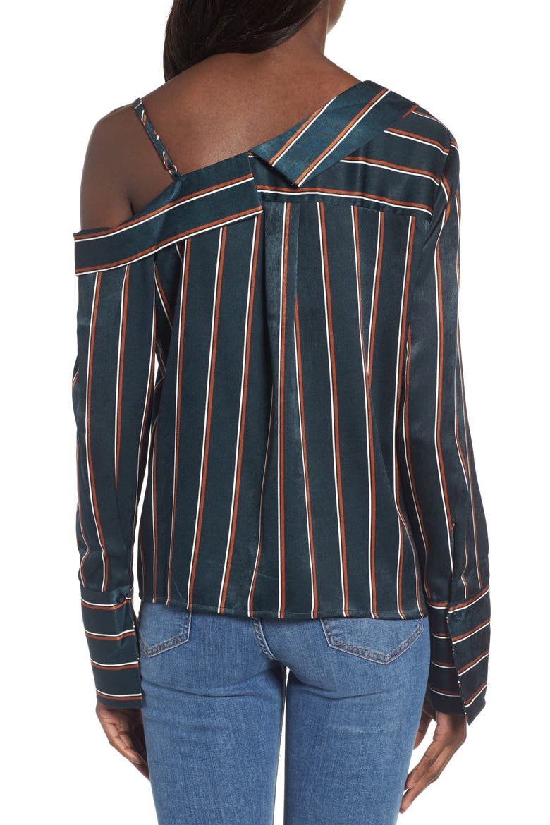 One-Shoulder Stripe Shirt, Alternate, color, GREEN MULTI