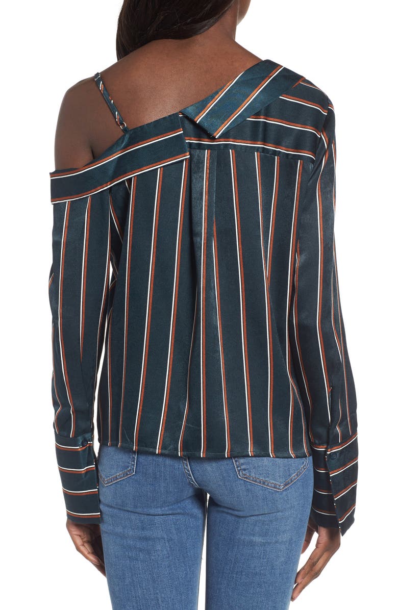 J.O.A. One-Shoulder Stripe Shirt, Alternate, color, 