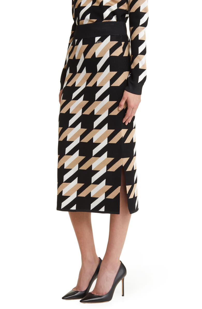 BOSS Furelia Houndstooth Knit Pencil Skirt, Alternate, color, 