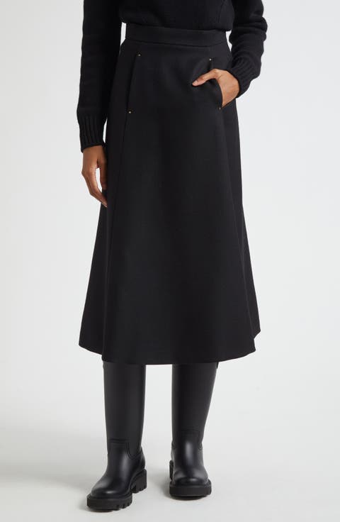 『MONCLER』Wool-blend midi skirt★High-Waisted★24FW★ Moncler Wool-blend midi skirt - Dresses & Skirts - Compare