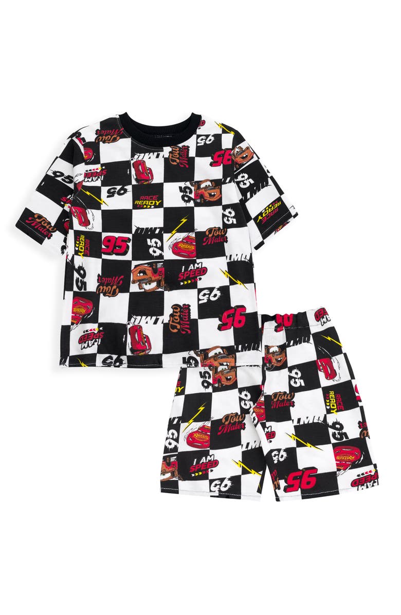 Disney Pixar Boys' 2-Piece Graphic T-Shirt and Shorts Set, Main, color, Black White Checkered