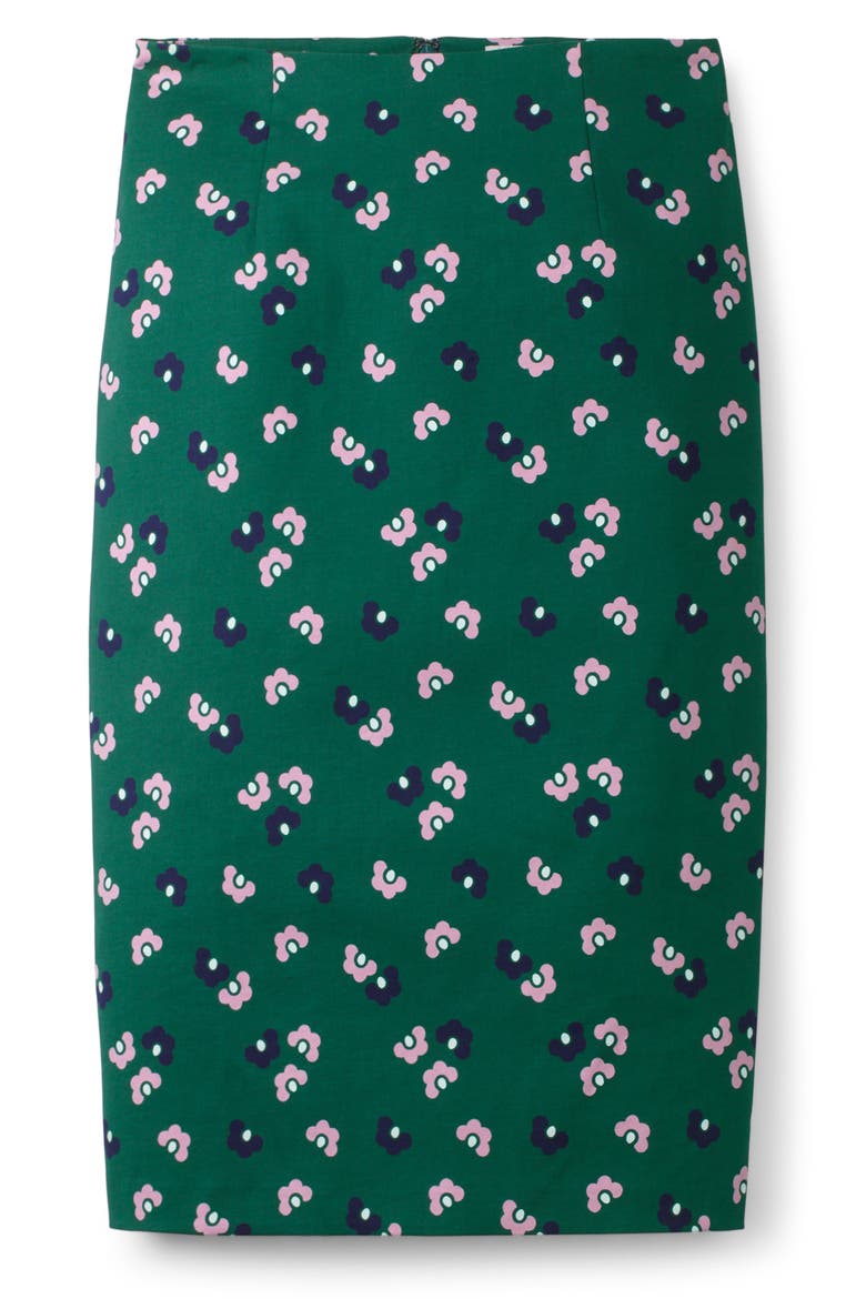 Richmond Stretch Cotton Pencil Skirt, Alternate, color, WOODLAND GREEN DAISY CLOUD