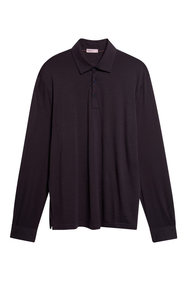 Long Sleeve Wool Jersey Polo, Alternate, color, 9200 NAVY