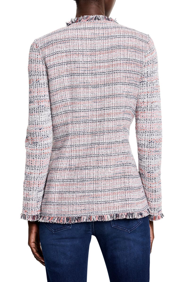 NIC+ZOE Plaid Fringe Cotton Blend Jacket, Alternate, color, Pink Multi