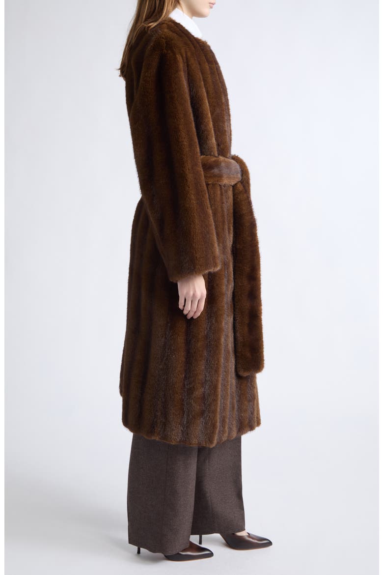 Miranda Faux Fur Coat, Alternate, color, BROWN