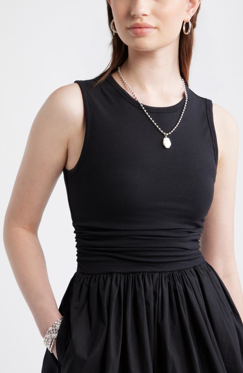 Treasure & Bond Cinched Knit Fit & Flare Dress, Alternate, color, Black