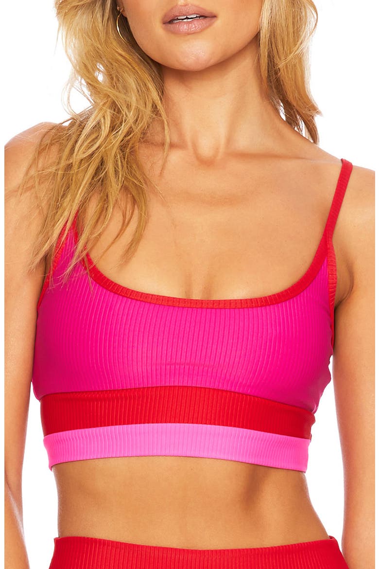 Eva Colorblock Bikini Top, Main, color, FUCHSIA RED NEON PINK