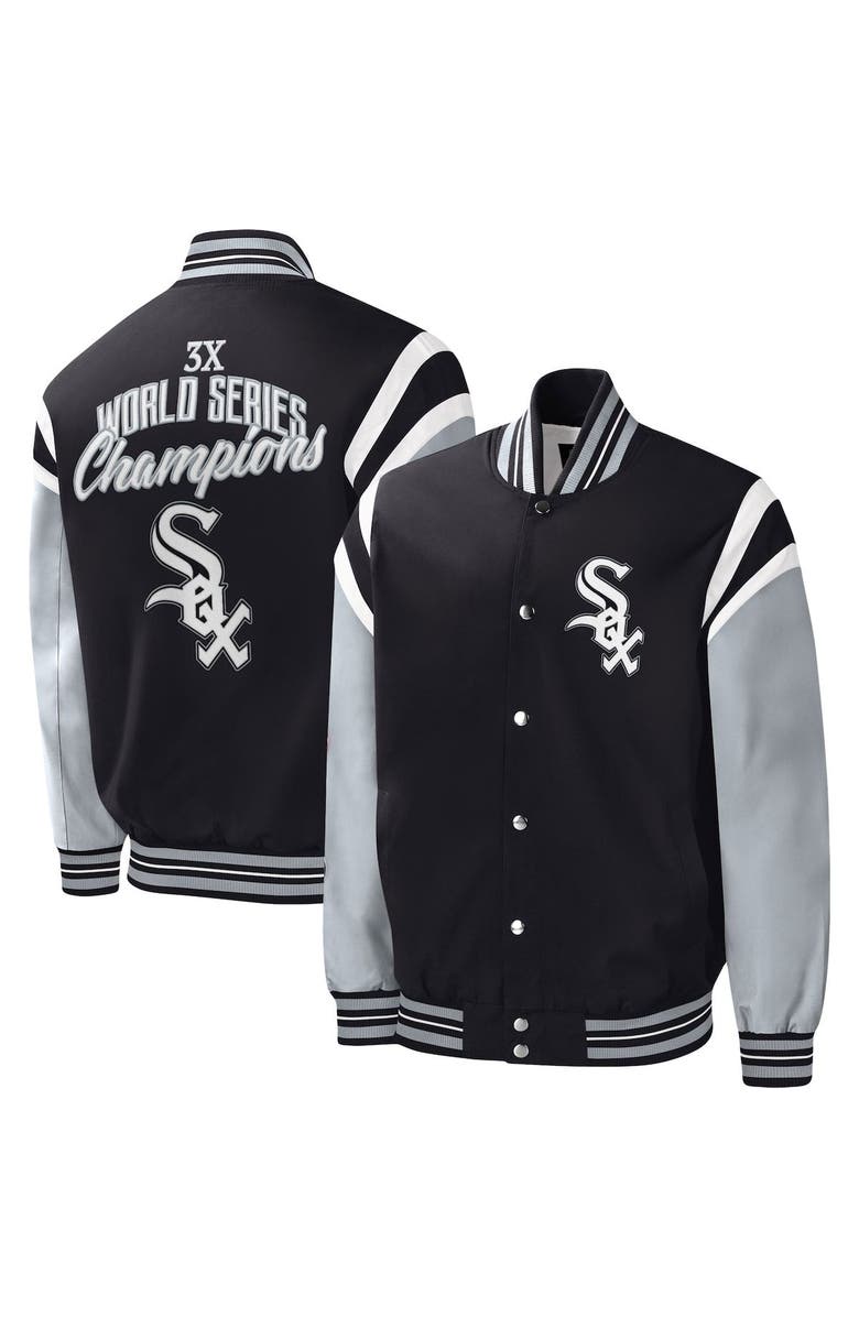G-III SPORTS BY CARL BANKS Men's G-III Sports by Carl Banks Black Chicago White Sox Title Holder Full-Snap Varsity Jacket, Main, color, 