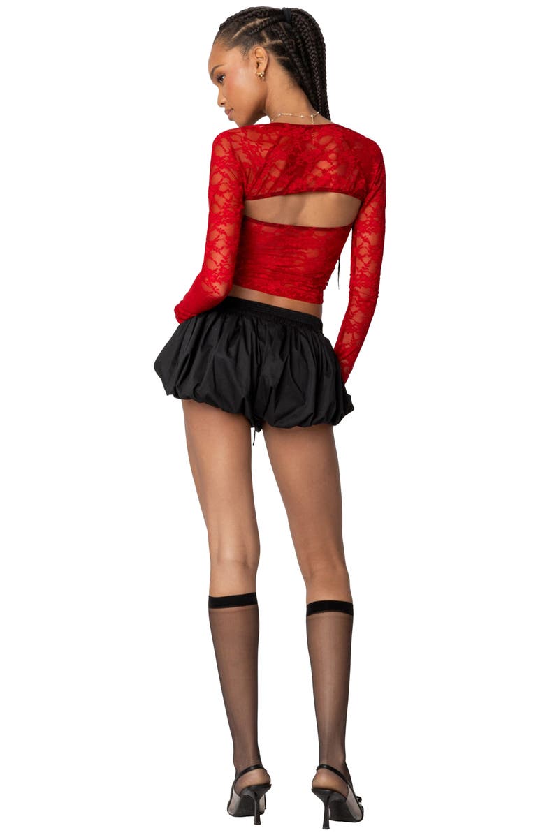 EDIKTED Addison Sheer Lace Tube Top & Bolero Set, Alternate, color, Red