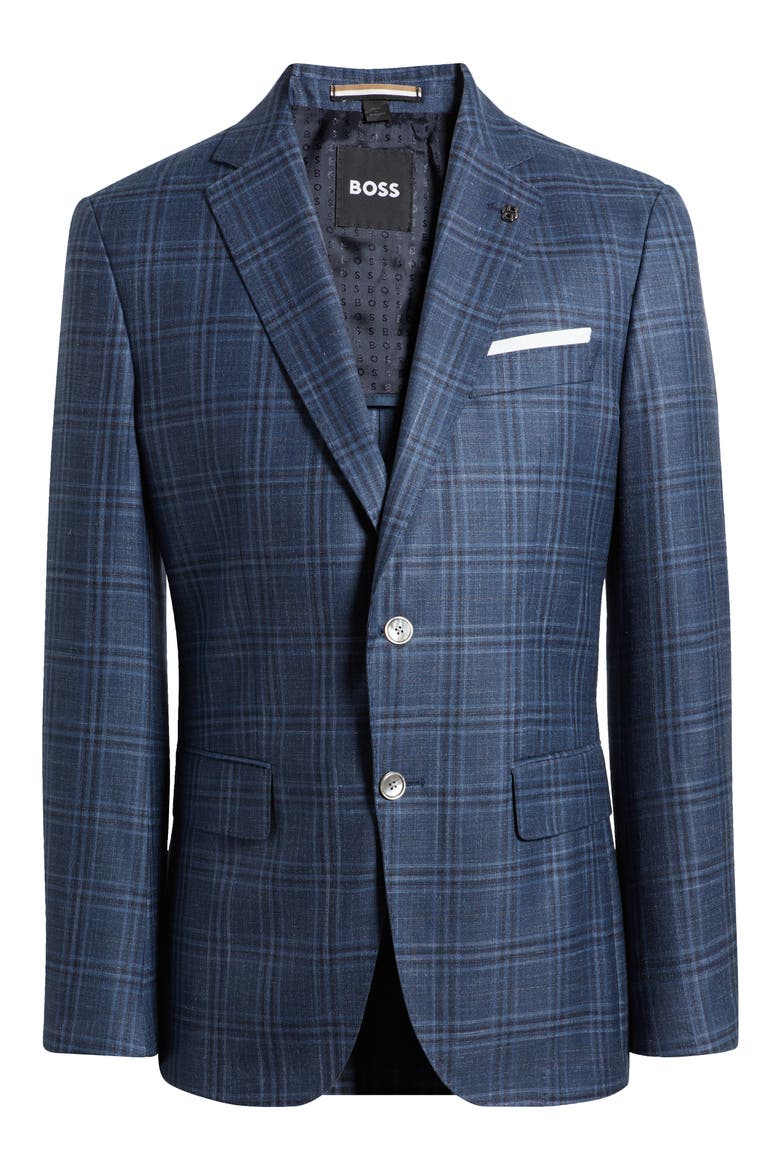 Hutson Slim Fit Blue Check Wool & Silk Blend Sport Coat, Alternate, color, MEDIUM BLUE