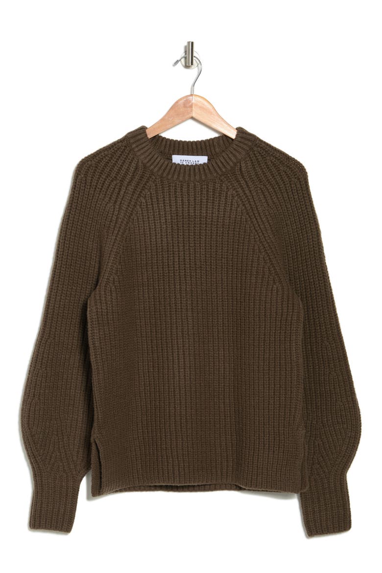 Luisetta Chunky Rib Merino Wool Blend Crewneck Sweater, Alternate, color, LODEN