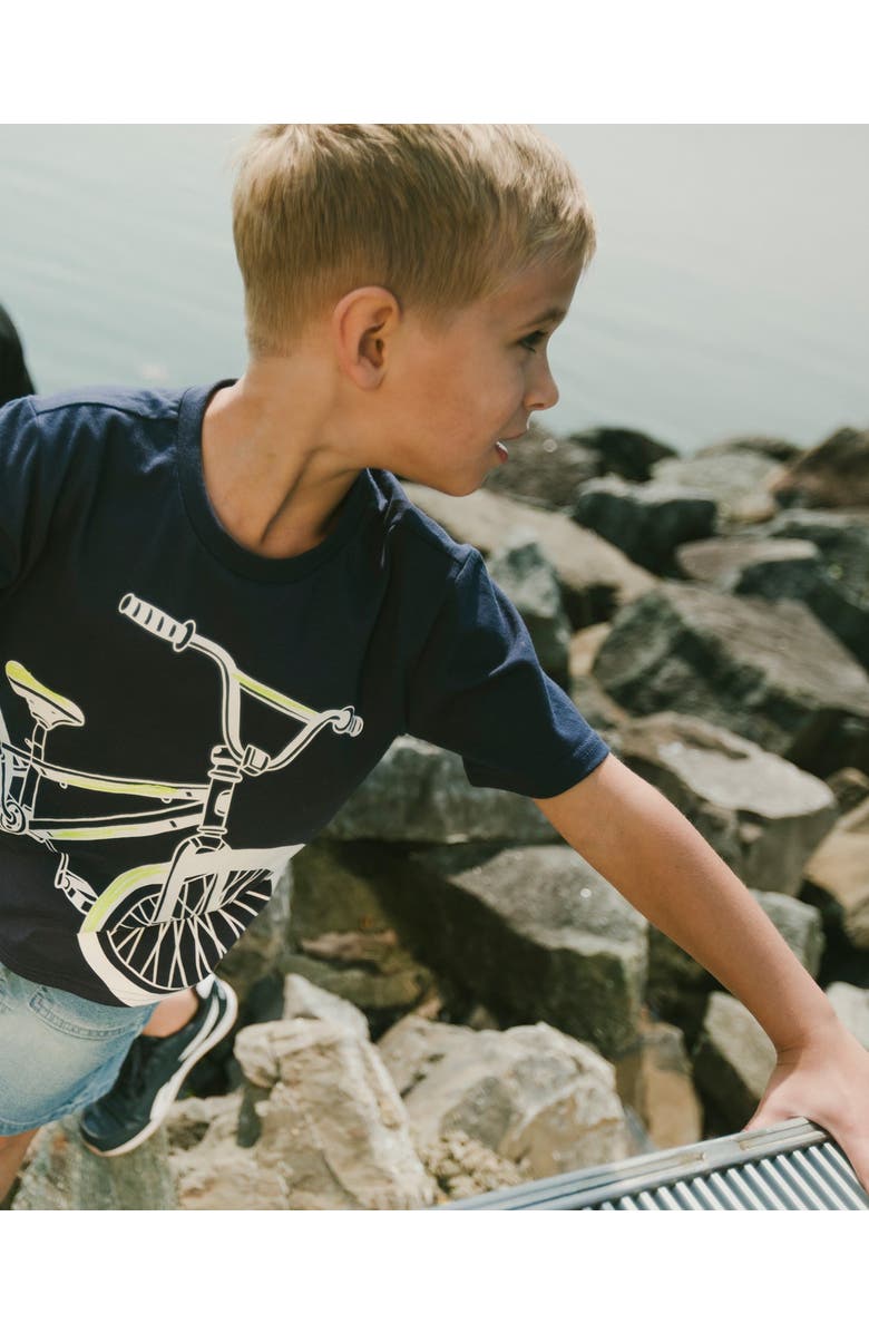 Deux par Deux Organic Cotton Jersey Bike T-Shirt, Alternate, color, Dark Blue