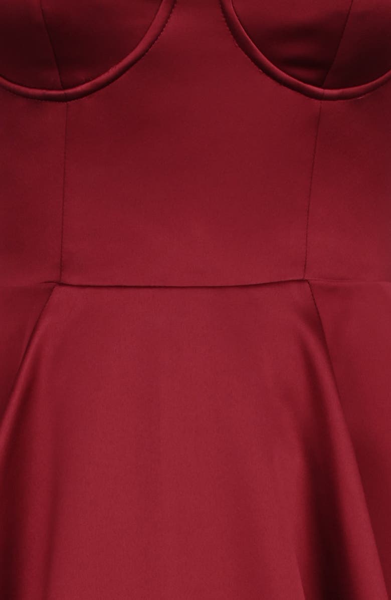 HOUSE OF CB Mademoiselle Sweetheart Neck Satin Cocktail Dress, Alternate, color, Wine