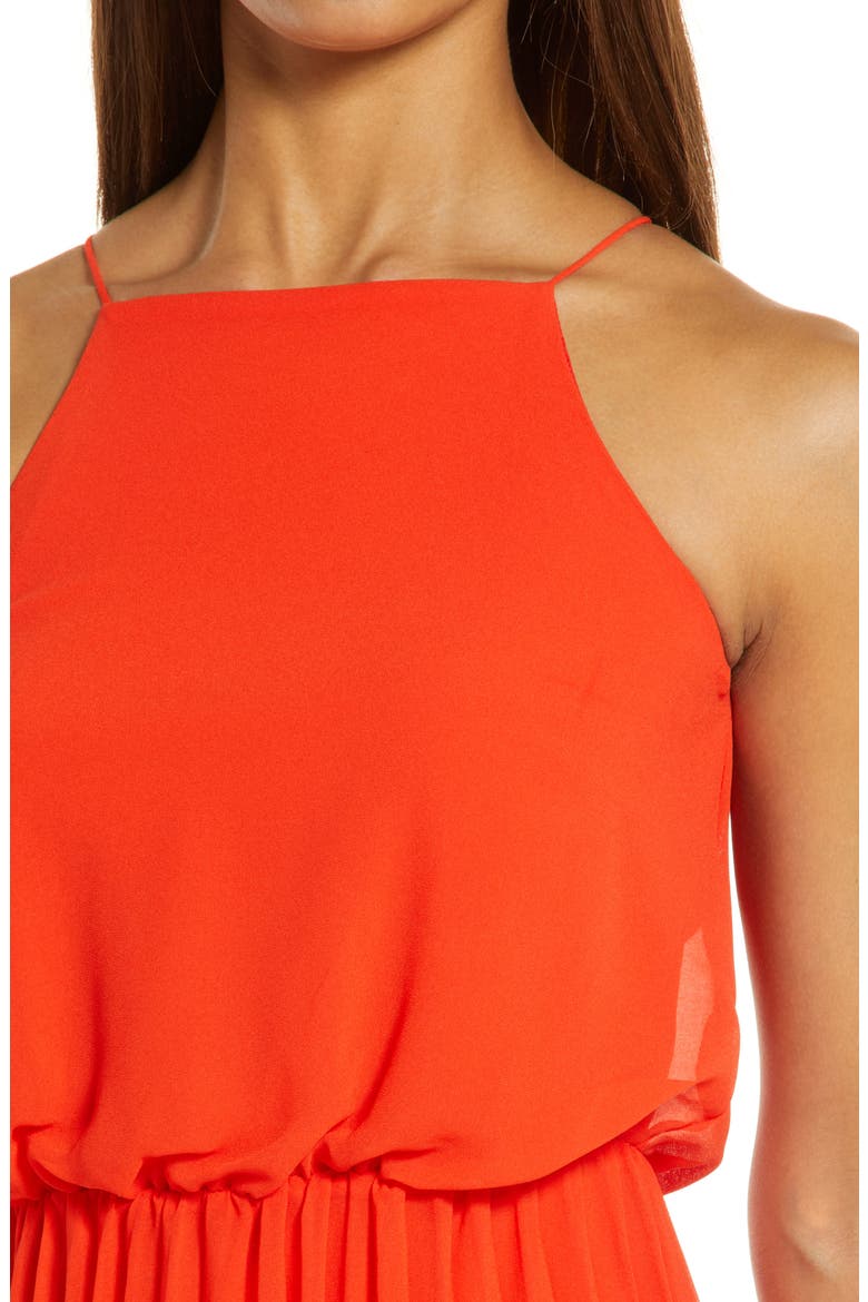 Sleeveless Pleated Midi Dress, Alternate, color, CORAL