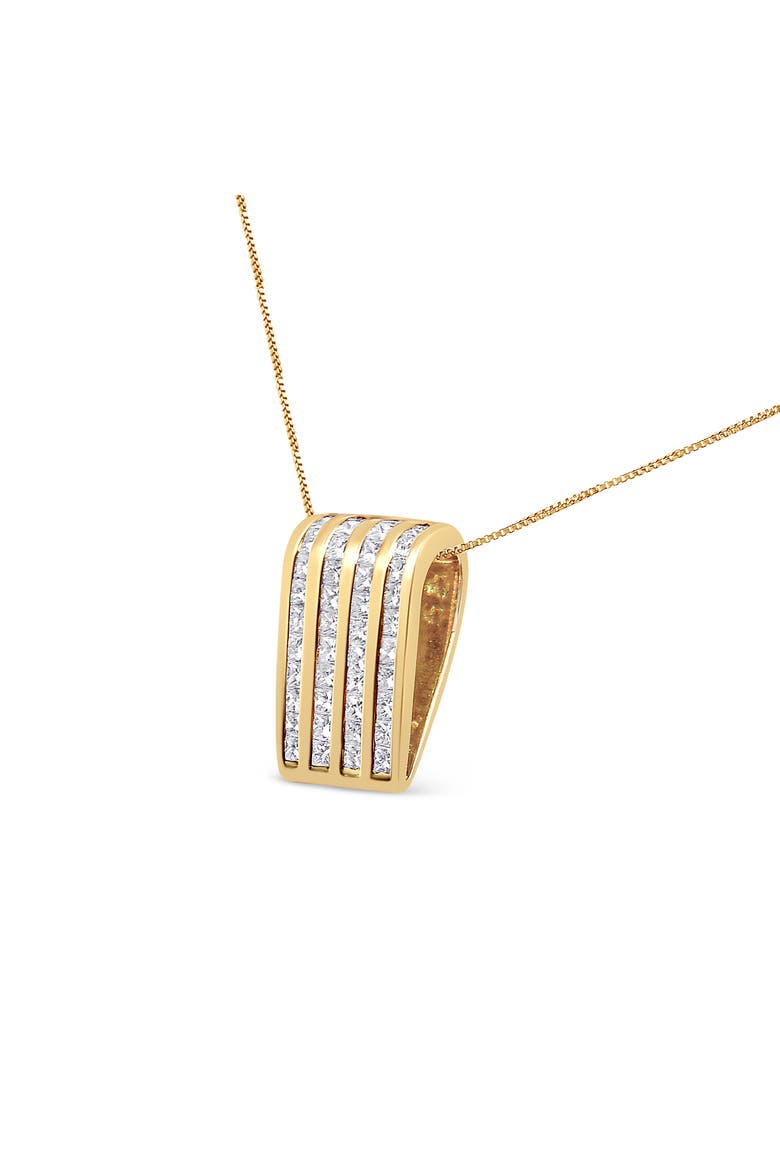14K Yellow Gold 2 1/3 cttw Princess Cut Diamond Block Pendant Necklace, Alternate, color, Yellow
