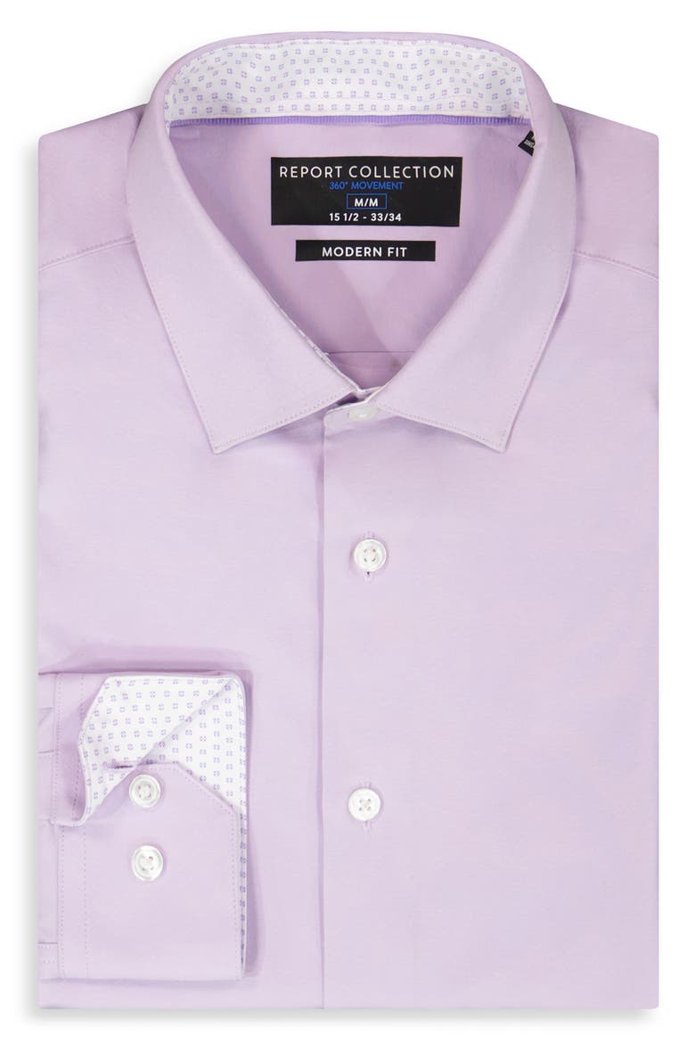Solid Slim Fit Stretch Dress Shirt, Alternate, color, 56 LAVENDER