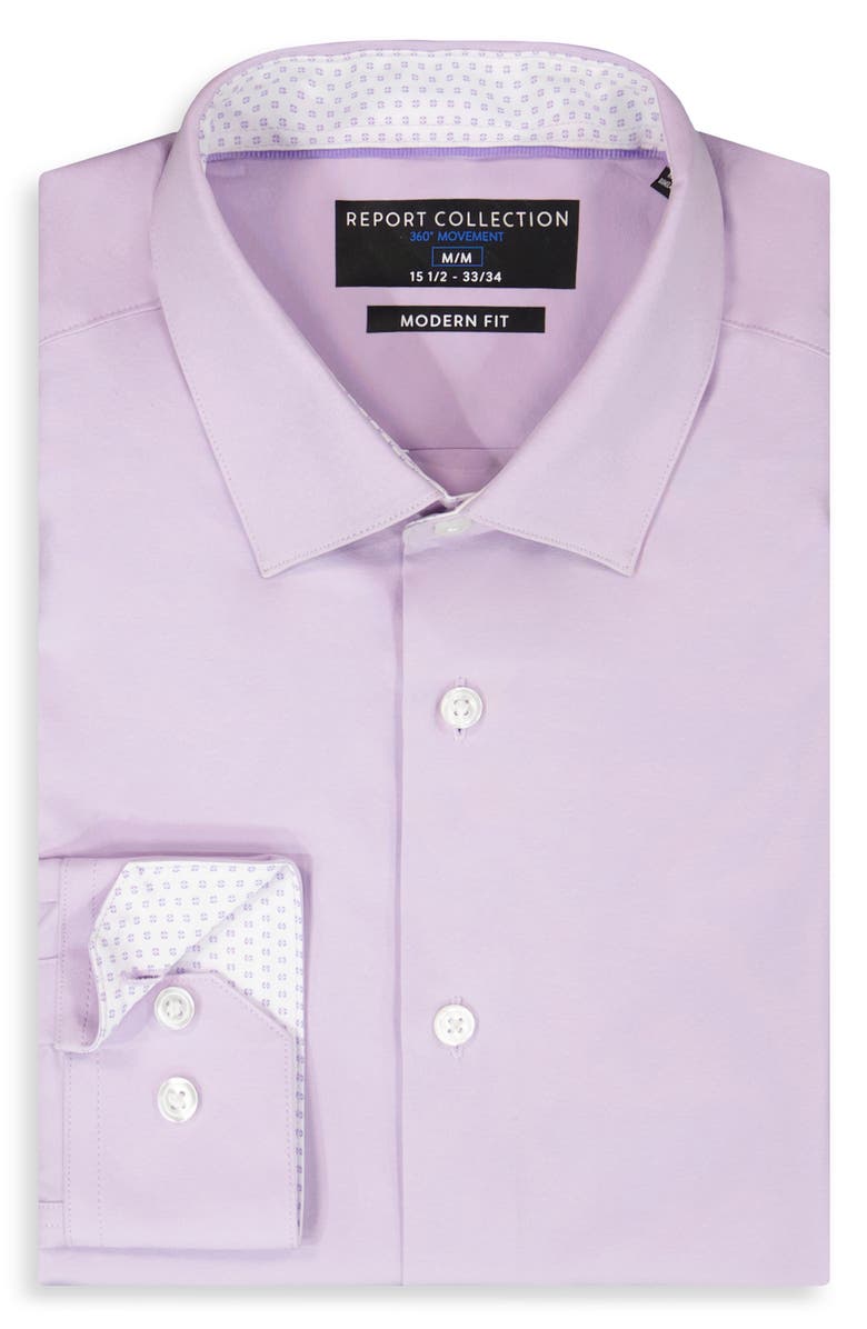 Report Collection Solid Slim Fit Stretch Dress Shirt, Alternate, color, 56 Lavender