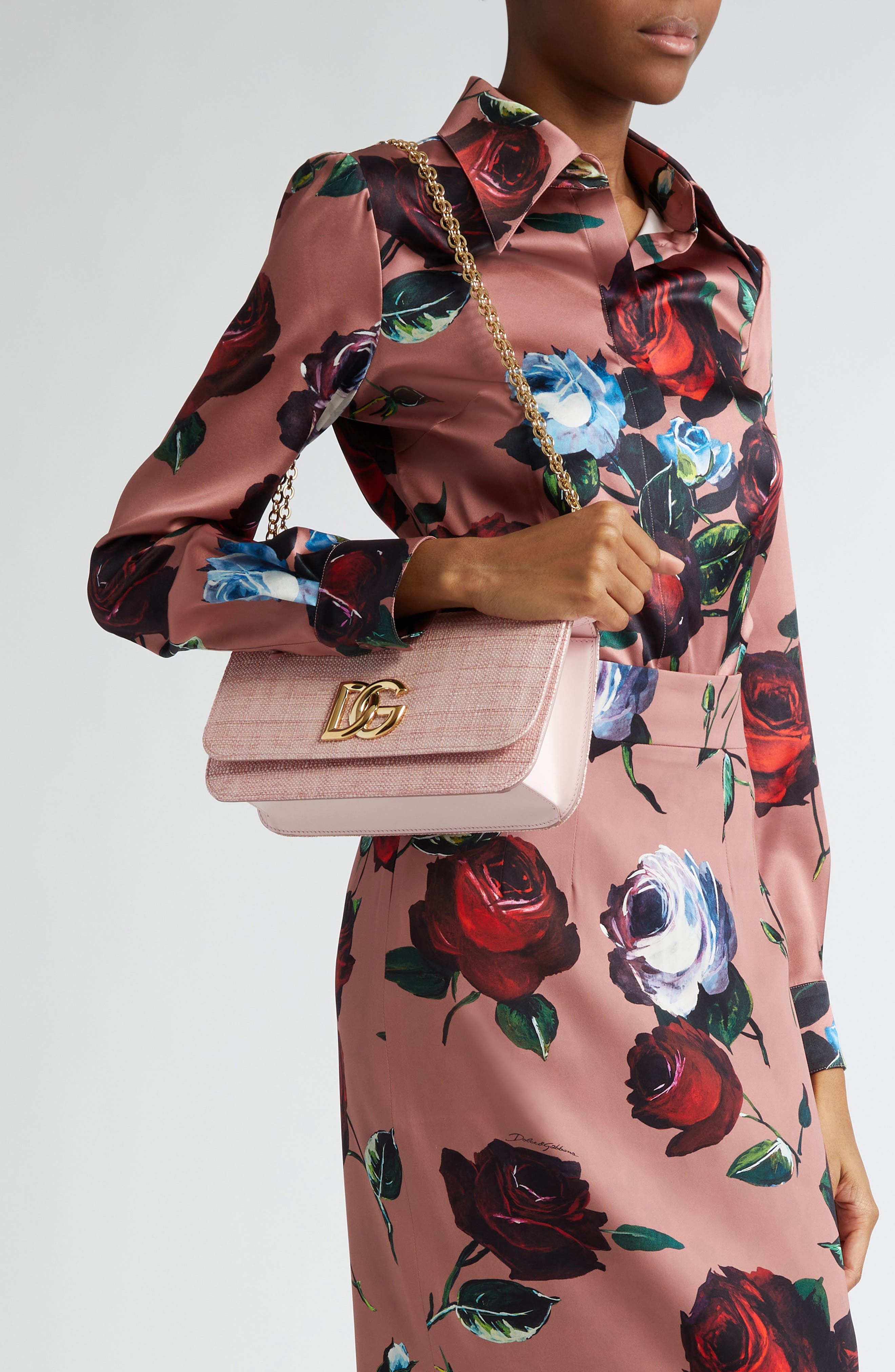 Dolce&Gabbana 3.5 East/West Raffia Crossbody Bag, Alternate, color, 