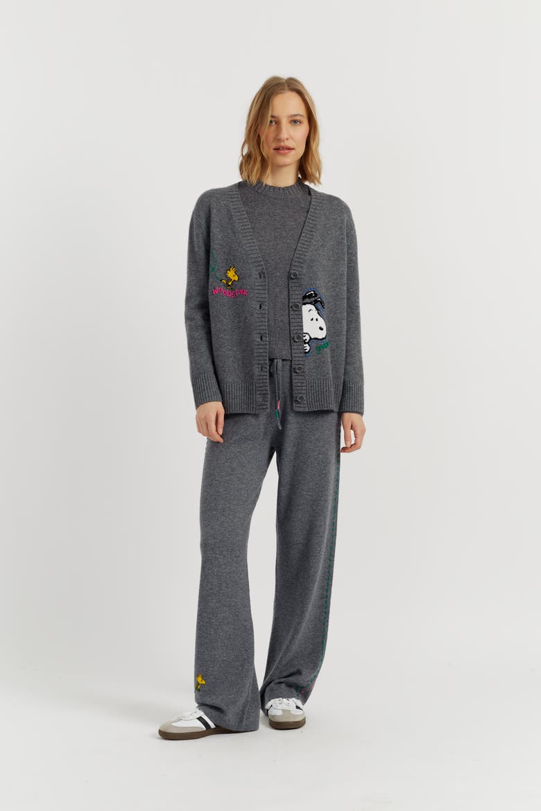 Wool-Cashmere Snoopy Embroidered Cardigan, Main, color, Grey