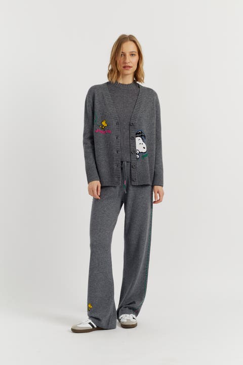 Wool-Cashmere Snoopy Embroidered Cardigan