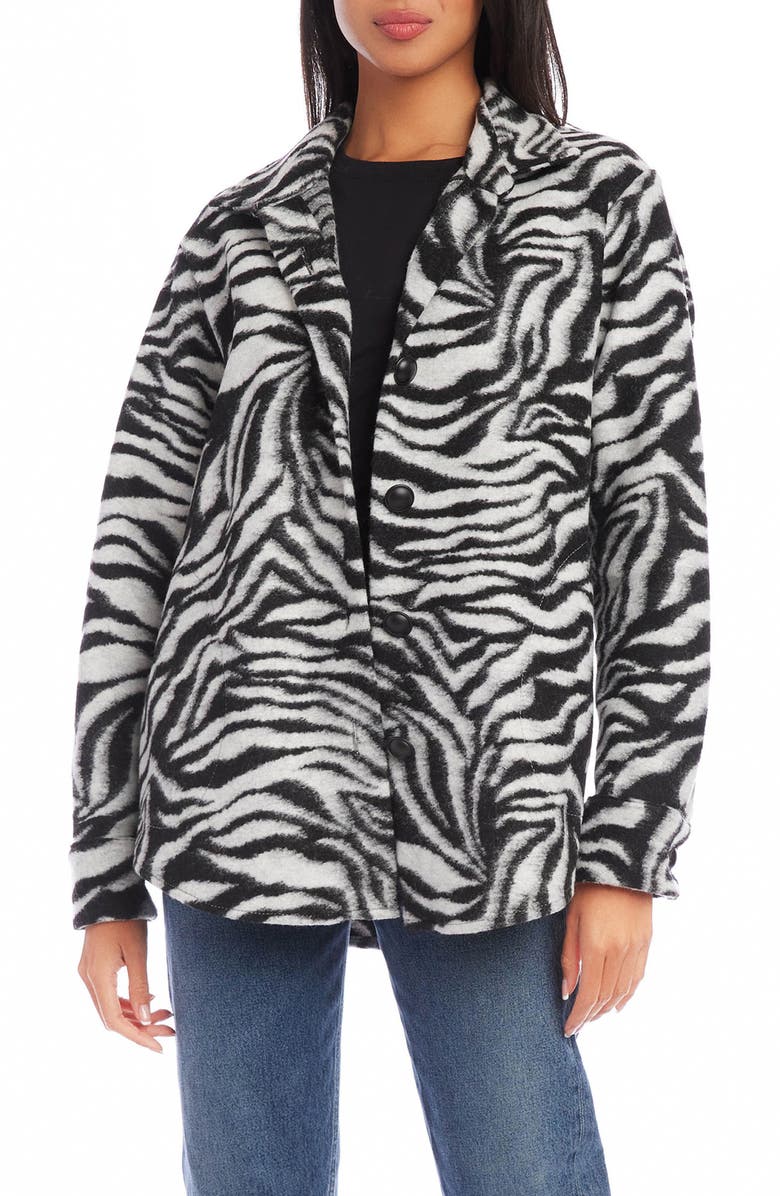 Karen Kane Zebra Print Shirt Jacket, Main, color, 