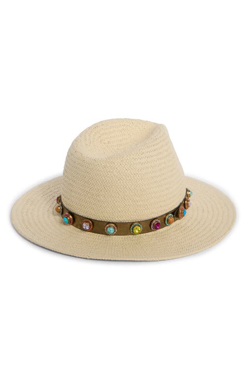 Kurt Geiger London Octavia Straw Fedora In Neutral
