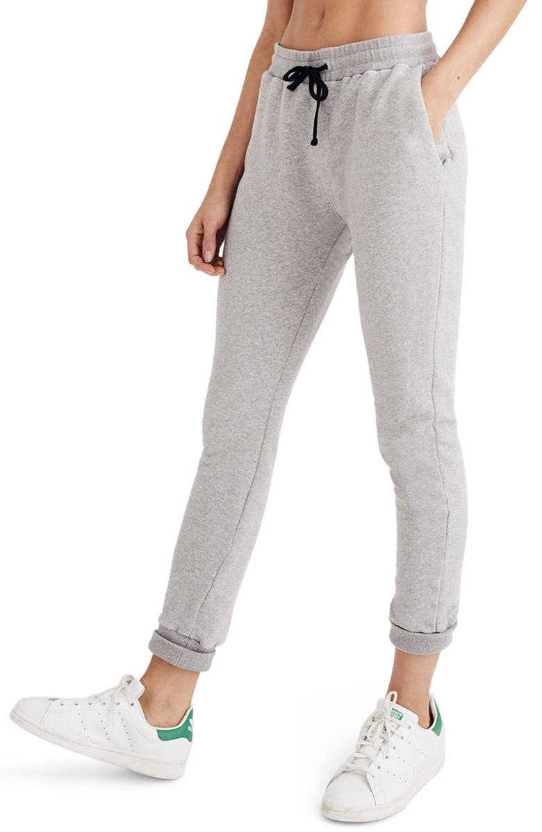 Madewell Terry Trouser Sweatpants, Main, color, Heather Smoke