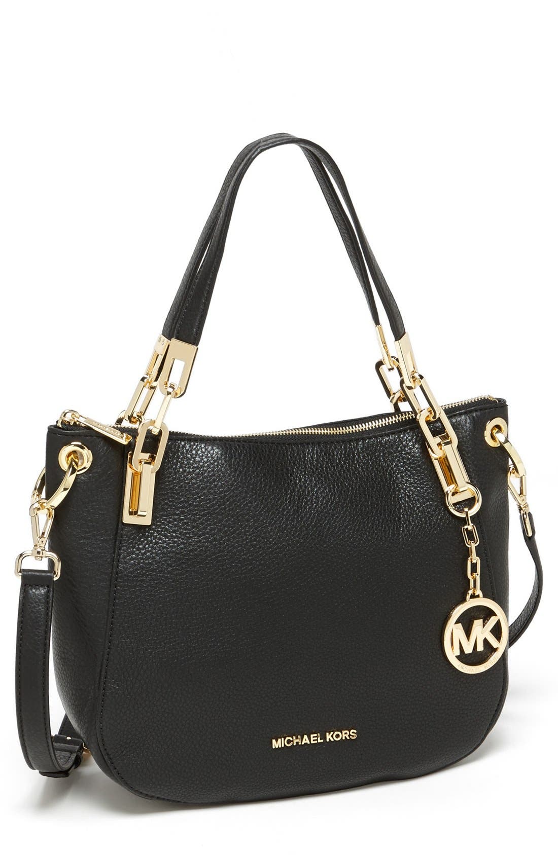 MICHAEL Michael Kors 'Brooke - Medium' Leather Shoulder Bag, Main, color, 
