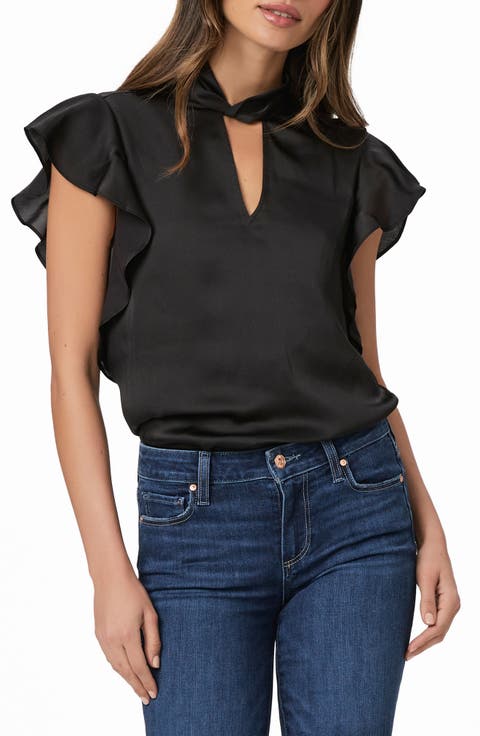 Darra Flutter Sleeve Satin Top
