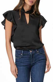 Darra Flutter Sleeve Satin Top