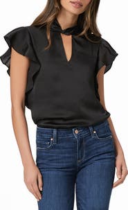 PAIGE Darra Flutter Sleeve Satin Top