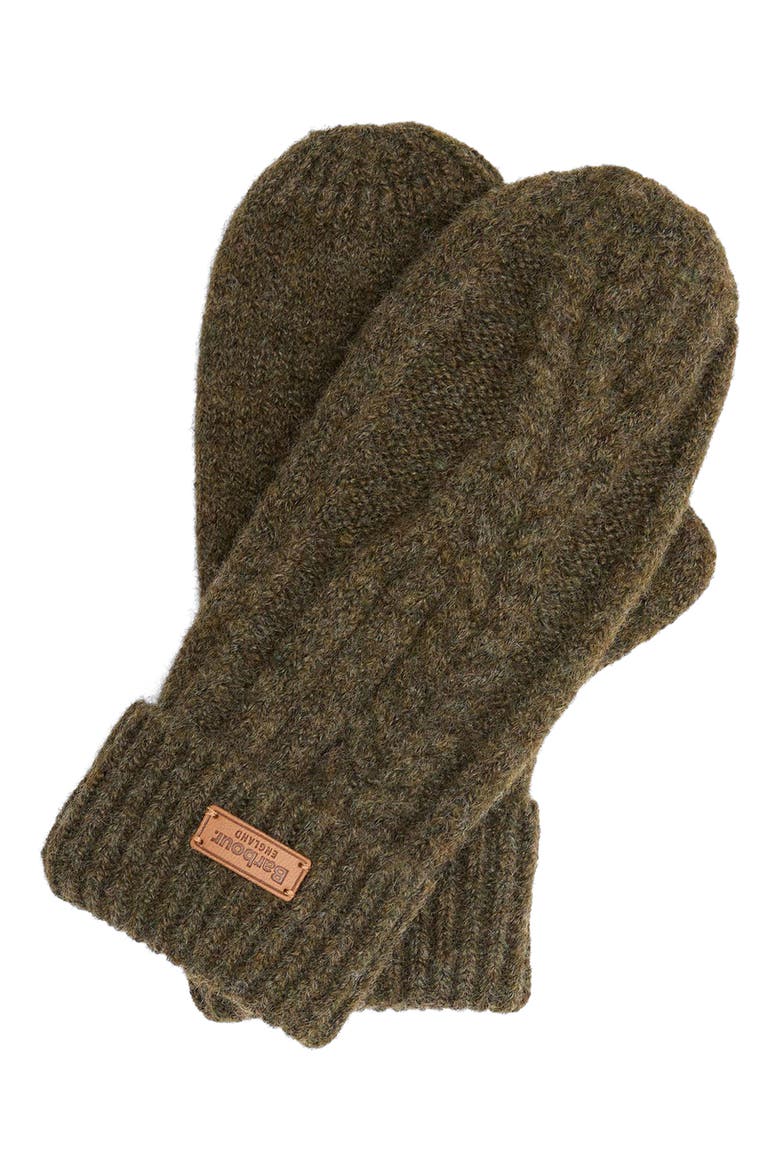 Elsdon Cable Knit Mittens, Main, color, OLIVE