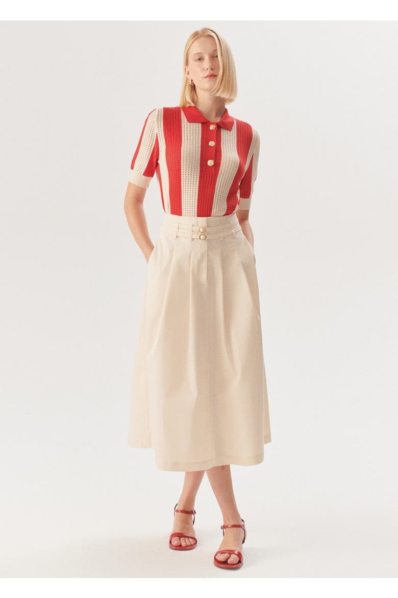 Evelynn Midi Skirt, Main, color, Ecru