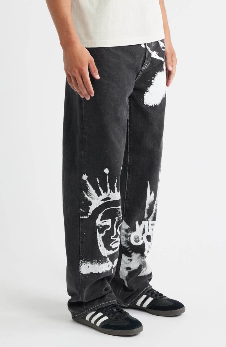 SANTO STUDIO Medici Prato Graphic Baggy Jeans, Alternate, color, Black Stone Washed