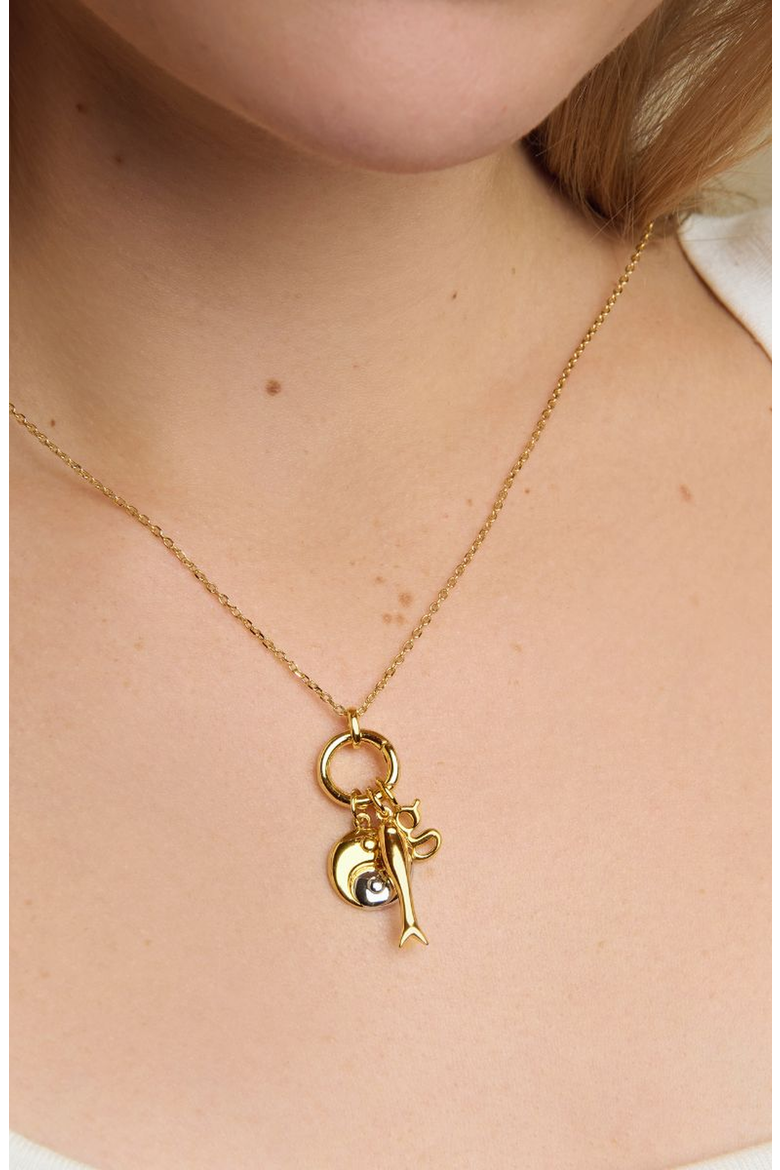 Yin Yang Necklace, Alternate, color, Two Tone Gold/Silver