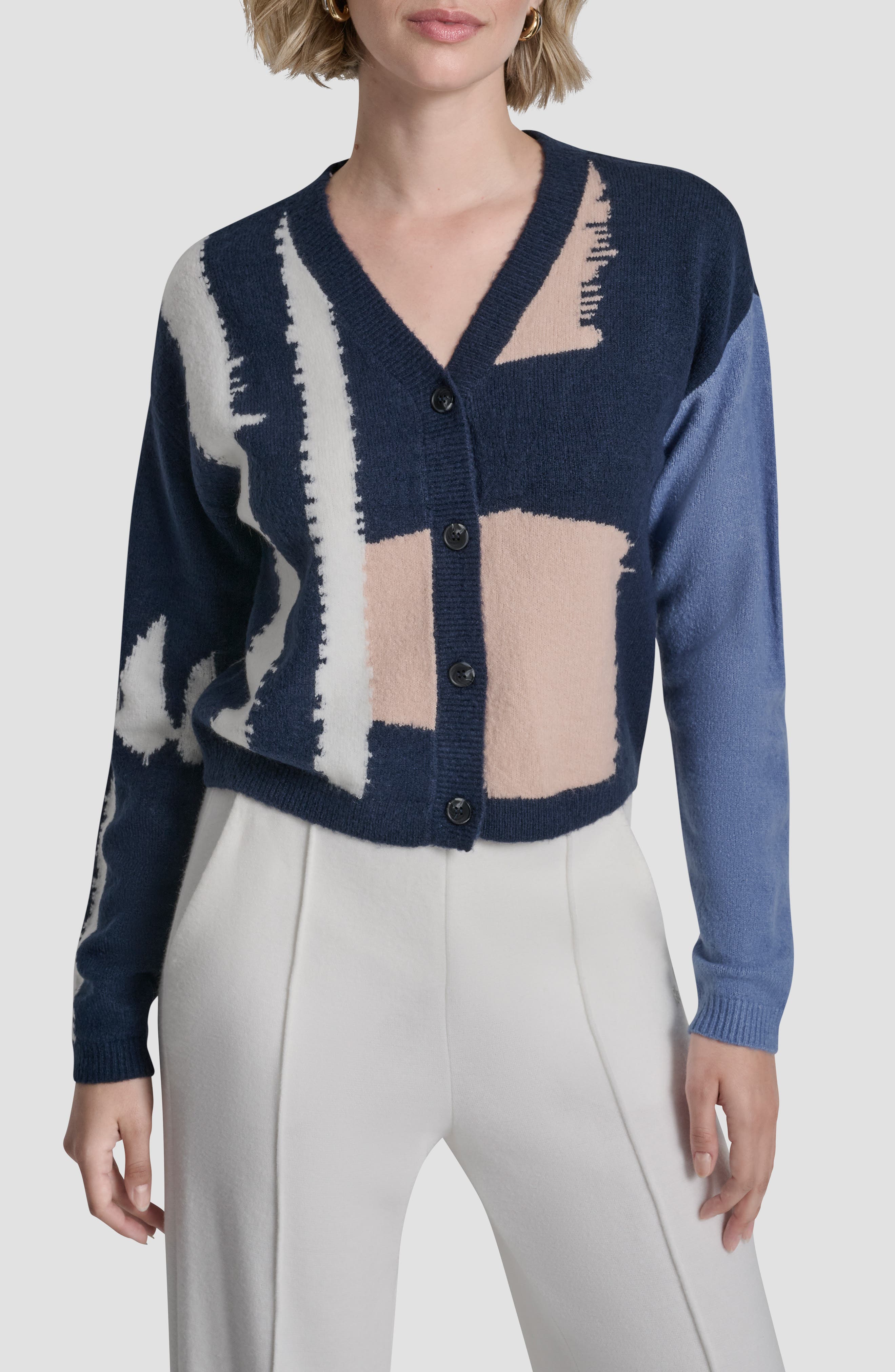 Crop Colorblock Cardigan