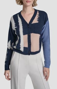 DKNY Crop Colorblock Cardigan