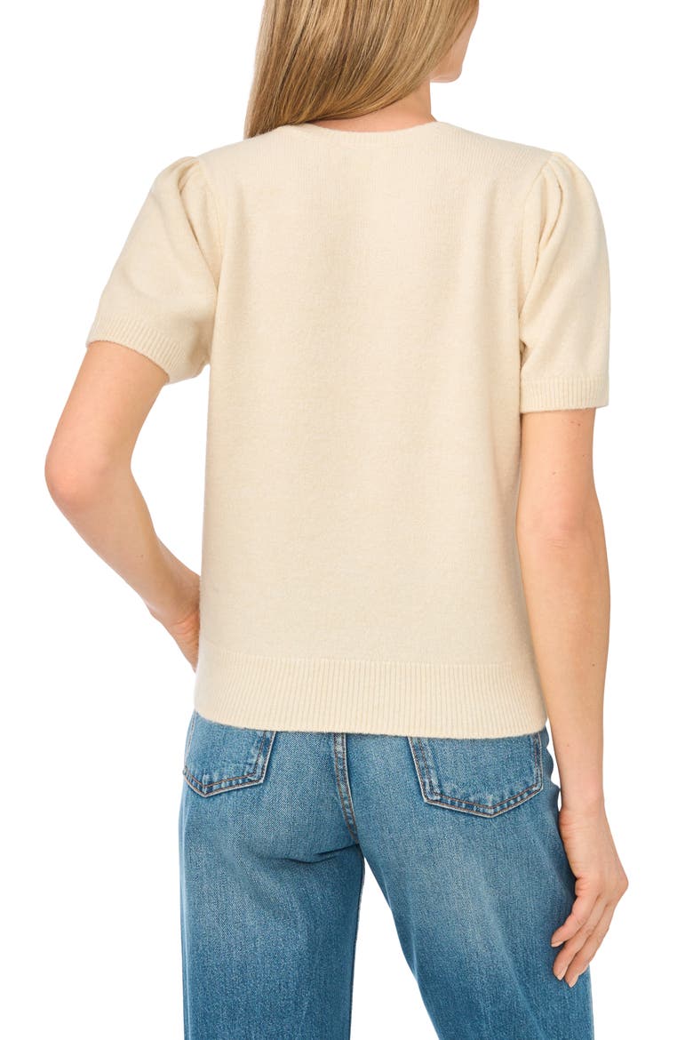 Short Sleeve Pointelle Sweater, Alternate, color, BIRCH