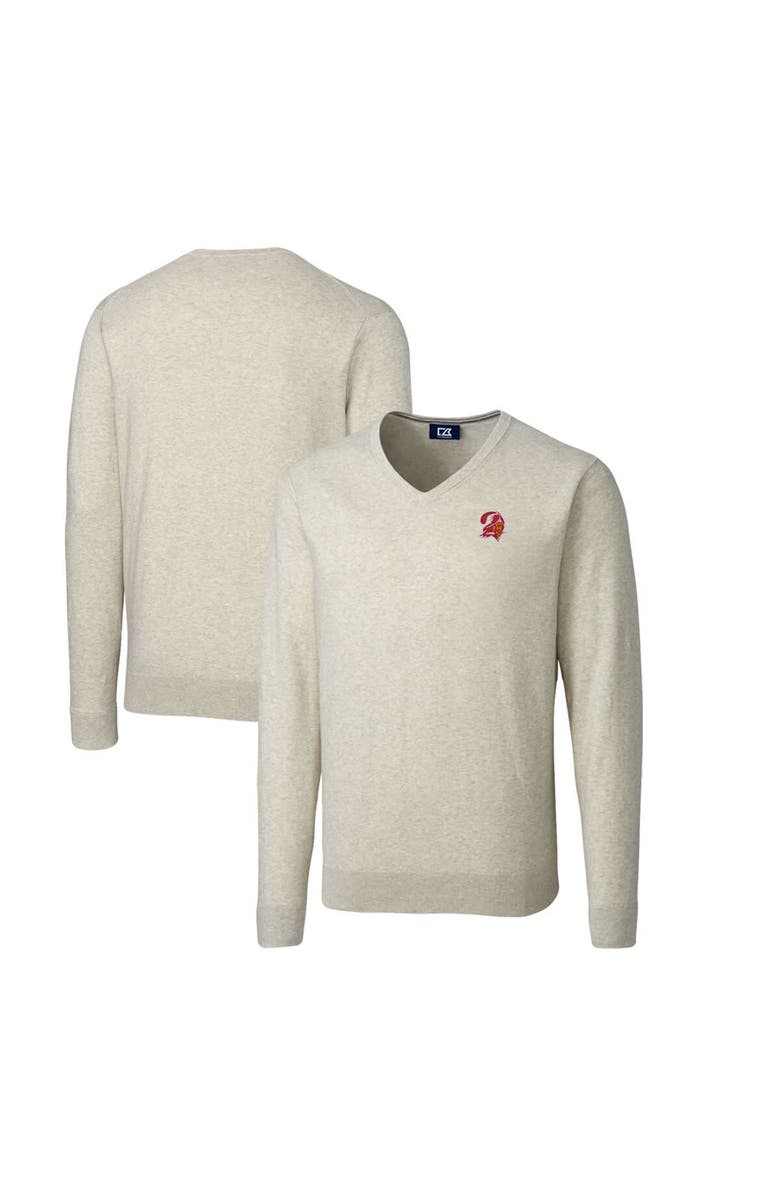 Cutter & Buck Men's Cutter & Buck Oatmeal Tampa Bay Buccaneers Throwback Logo Lakemont Tri-Blend Big & Tall V-Neck Pullover Sweater, Alternate, color,