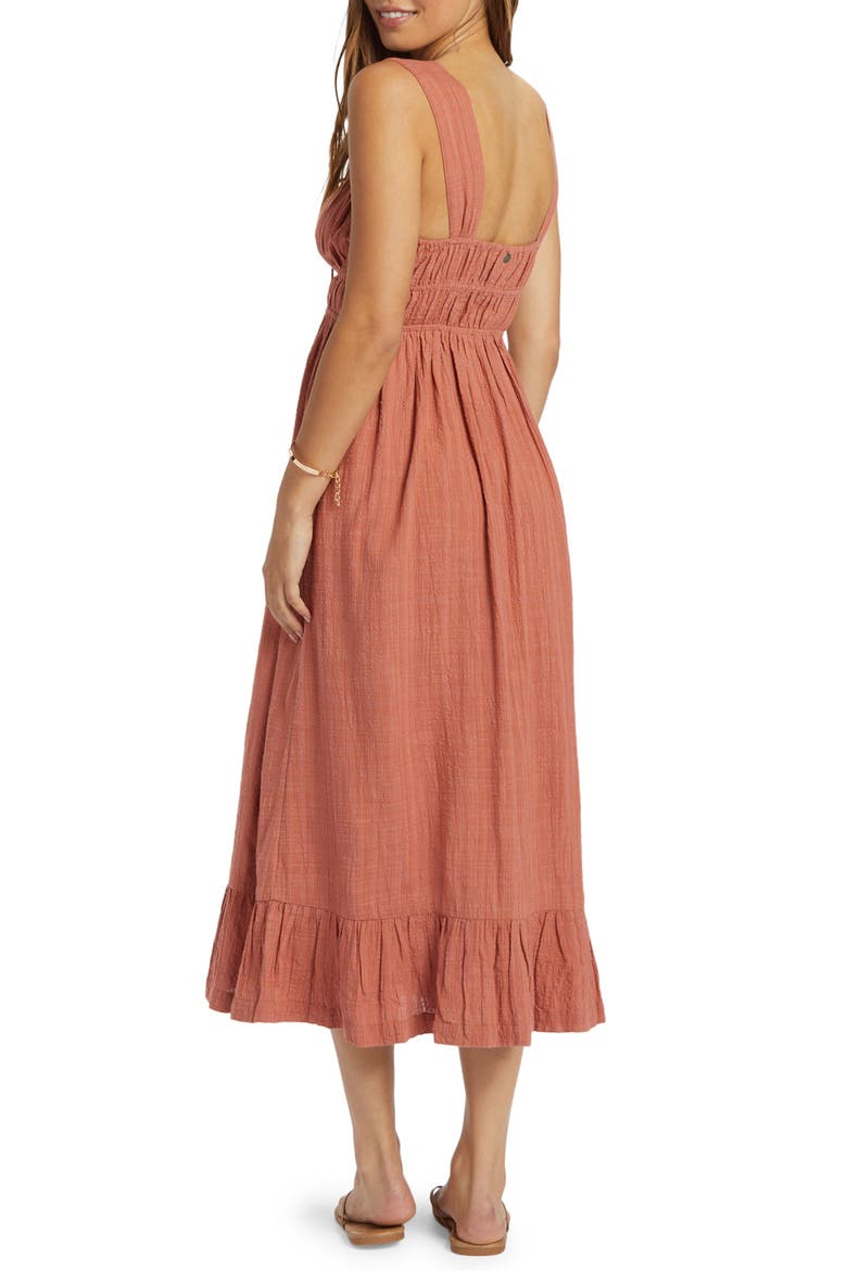 Paradise Winds Cotton Blend Midi Dress, Alternate, color, CEDAR WOOD
